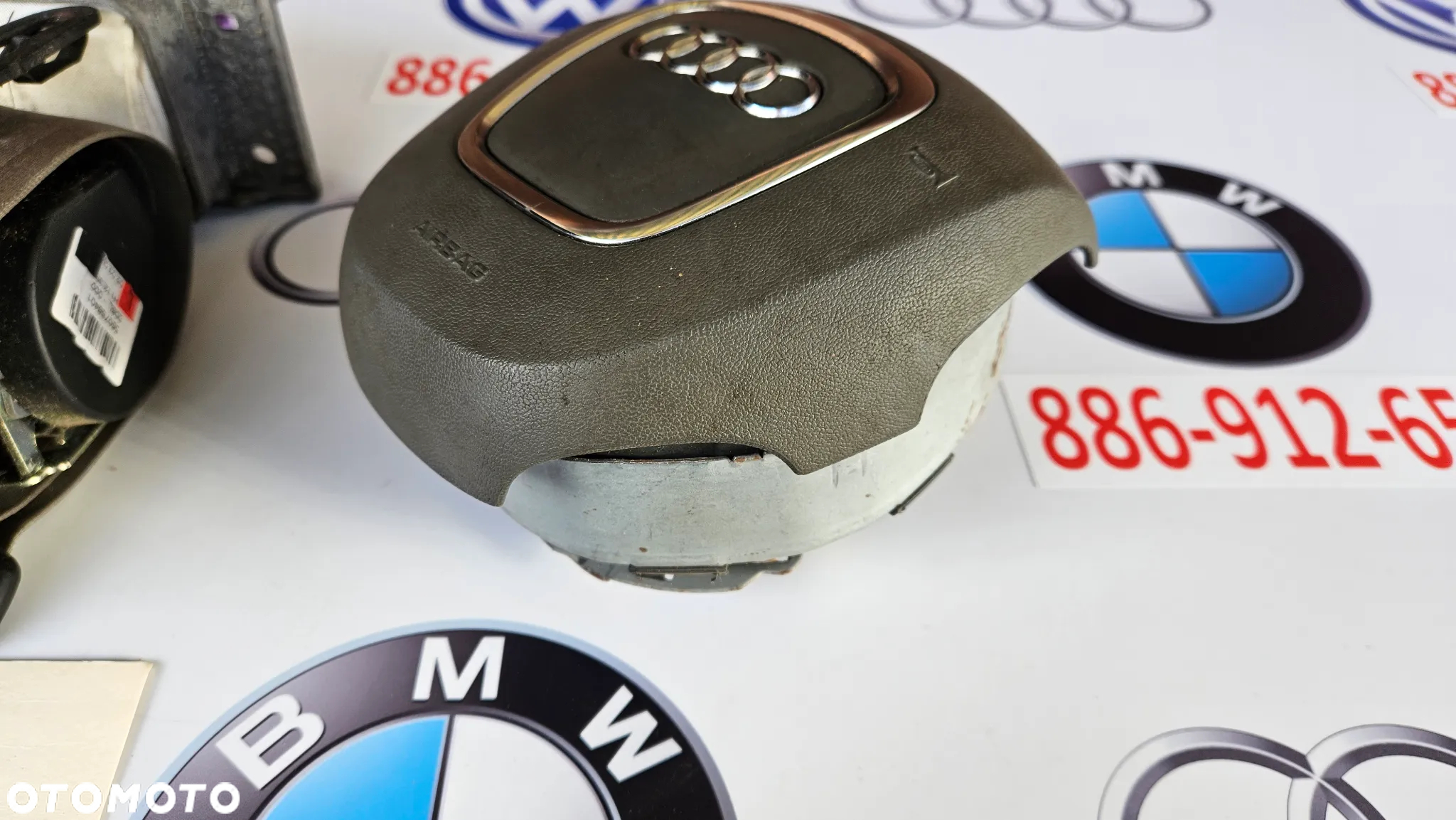 Audi A4 B7 Poduszka kierownicy 4 ramiona Szara Airbag pasażera Pasy prawy i lewy - 3