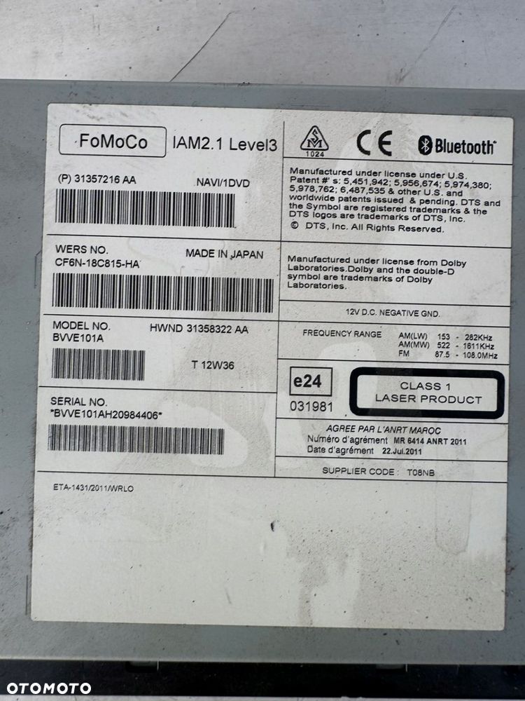 RADIO CZYTNIK PŁYT NAWIGACJA V60 S60 II 31357216AA - WAWA - 2