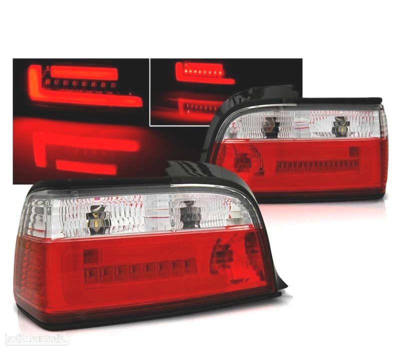 FAROLINS TRASEIROS LED BMW E36 90-99 C C VERMELHO BARRA BRANCA - 2