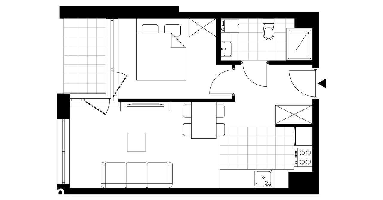 1-pokojowe mieszkanie 37m2 + balkon - Pełny obrazek: 2/22