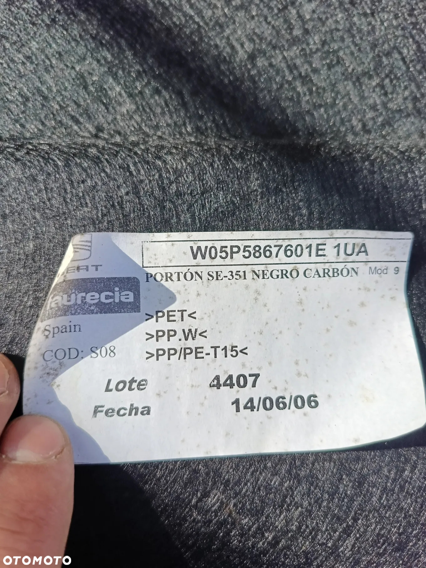 SEAT  TOLEDO III 3 BOCZEK TAPICERKA KLAPY TYŁ - 3