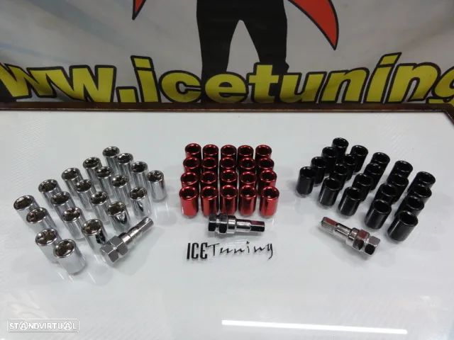 Porcas Lug Nuts Para Honda, Mazda, Ford, Toyota, Hyundai, Lexus, Mitsubishi com 32mm 12x1.50 disponível em Cromado, preto e vermelho conjunto 20 unidades - 1