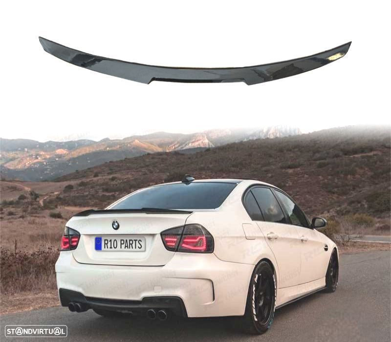 AILERON LIP SPOILER TRASEIRO BMW E90 LOOK M4 PRETO BRILHANTE - 1