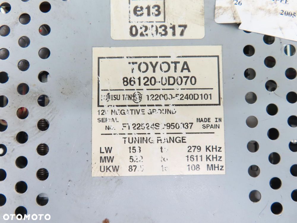 RADIO KASETA  TOYOTA YARIS I 861200D070 - 4