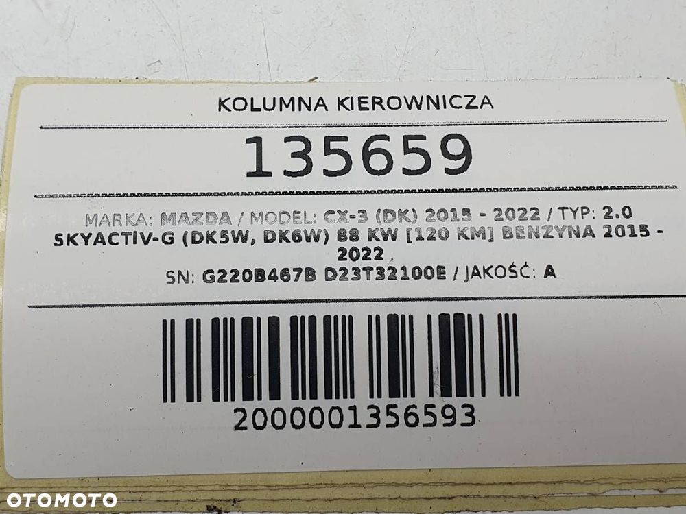 KOLUMNA KIEROWNICZA WSPOMAGANIE MAZDA CX-3 DK D23T32100E G220B467B EUROPA - 8