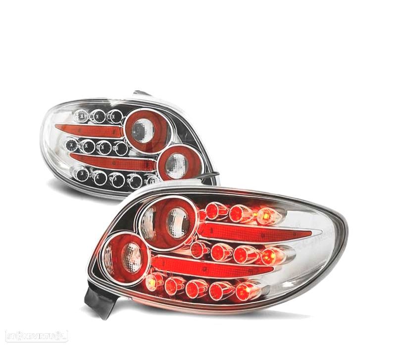 FAROLINS TRASEIROS PARA PEUGEOT 206 98- CHROME CROMADO LED - 1