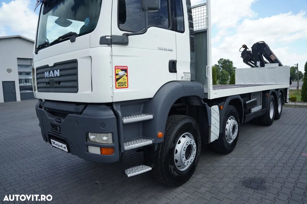 MAN TGA 35.360 /  PLATFORMA 8x4 + HDS HIAB 166 D-4 / MAX UDŹWIG: 4 600 KG / ROTATOR / PILOT - 18