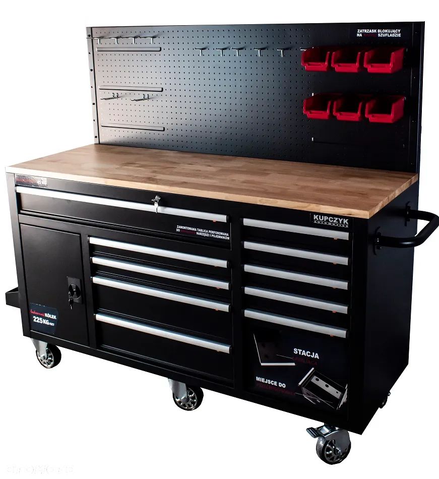 Stół warsztatowy szafka wózek 10 szuflad narzędziowy z tablicą Kupczyk - 23