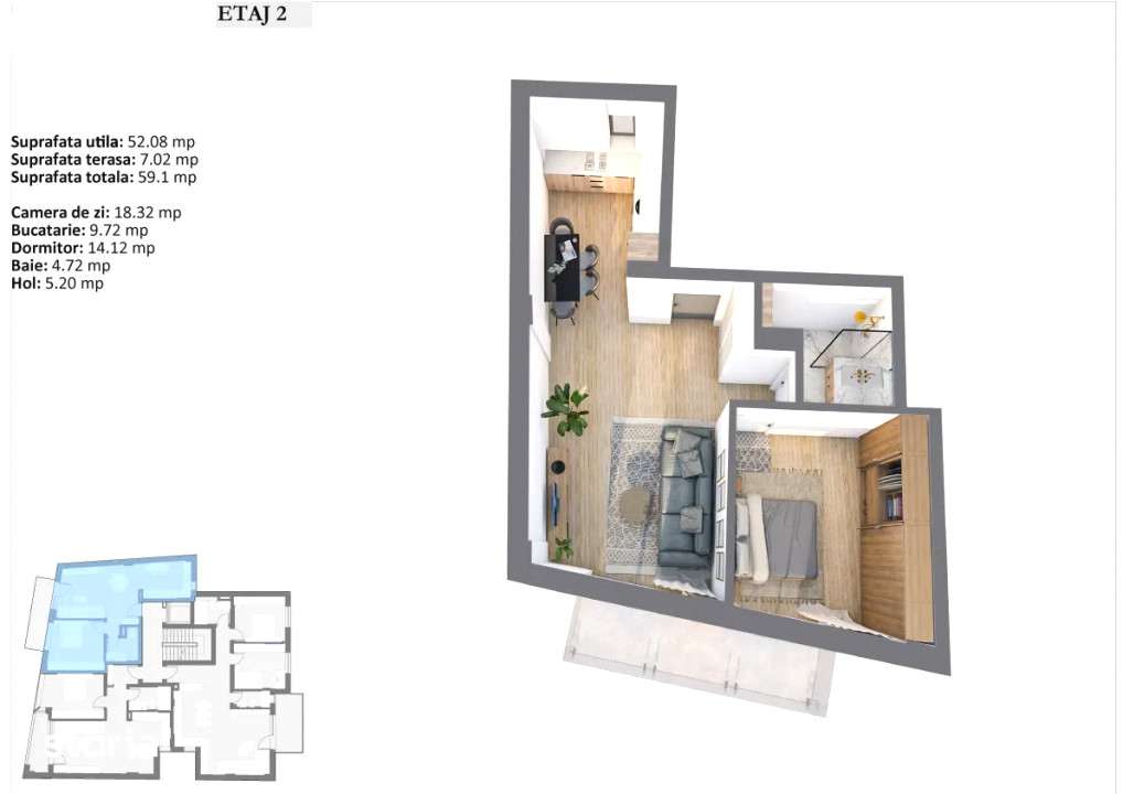 Apartament 2 camere | Bloc nou | 52mp | Balcon | Garaj | Centru — fotografia 1
