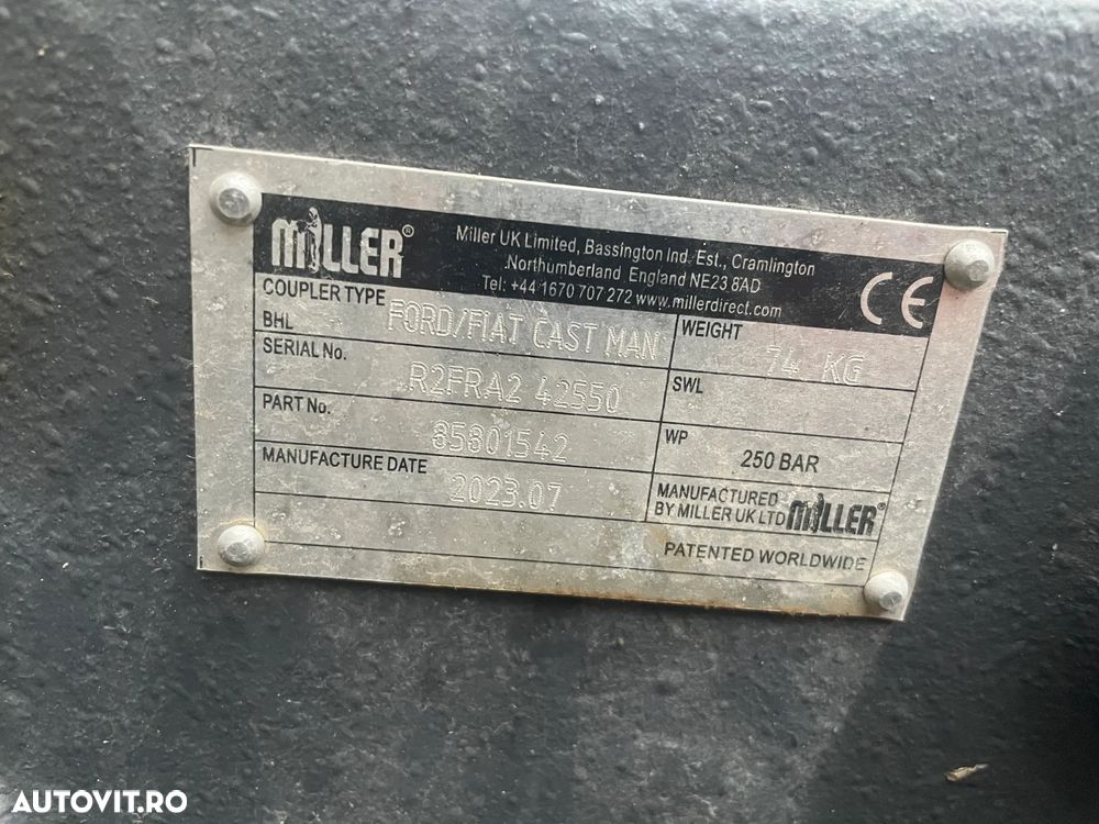 Cupla Rapida Miller pentru excavatoare, Bolt 45mm - 13