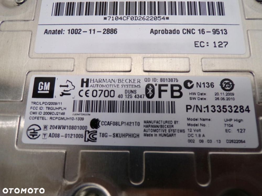 OPEL MOKKA A RADIO CD NAWIGACJA 95137306 U WYŚWIETLACZ 95247249 - 6