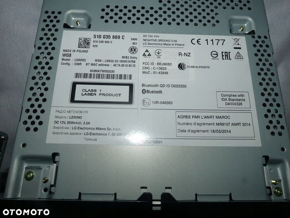 DW GOLF 7 SPORTSVAN RADIO WYŚWIETLACZ 510035869C - 2