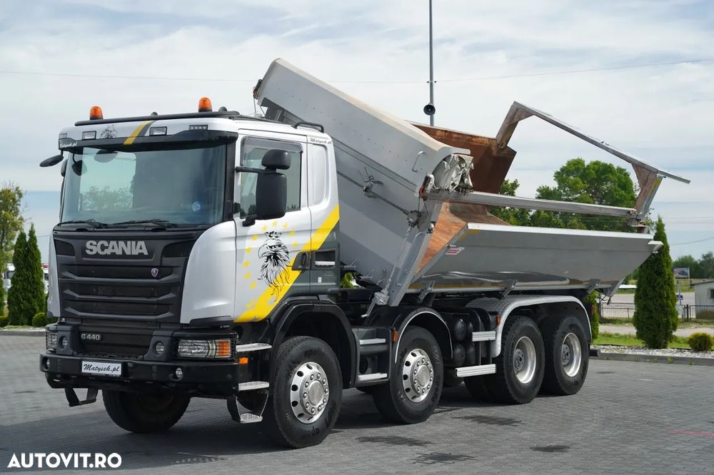 Scania G 440 / 8X4 / BASCULATOR CU 2 LATE / HIDRAULIC LATERAL / CLAPETĂ HIDRAULICĂ / BORDMATIC / CORTINĂ AUTOMATICĂ / AUTOMAT - 8
