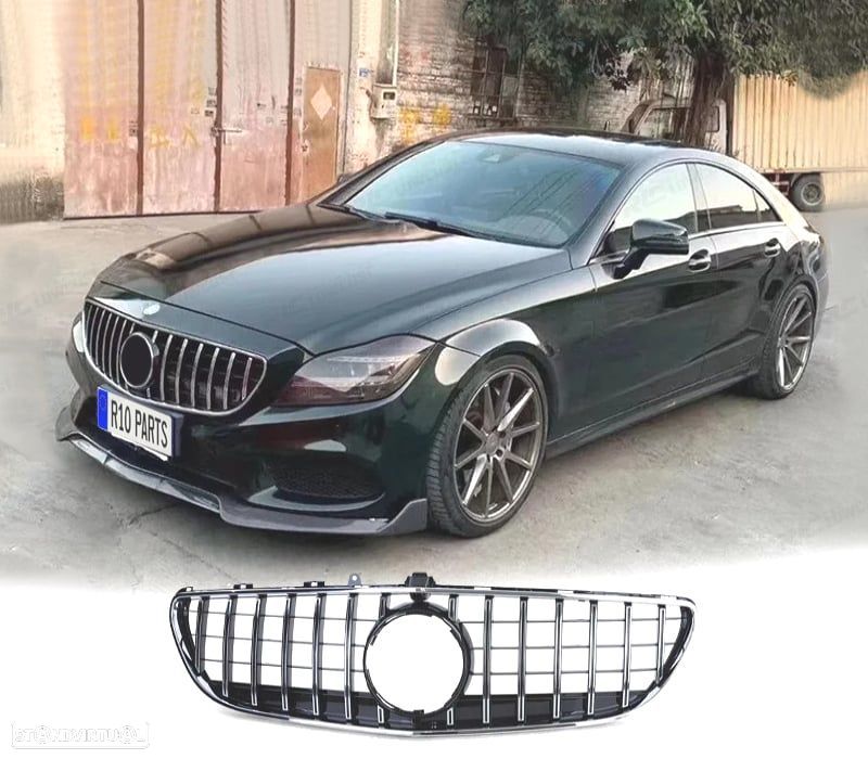 GRELHA FRONTAL MERCEDES CLS C218 W218 X218 14-18 PRETO CROMADO - 1