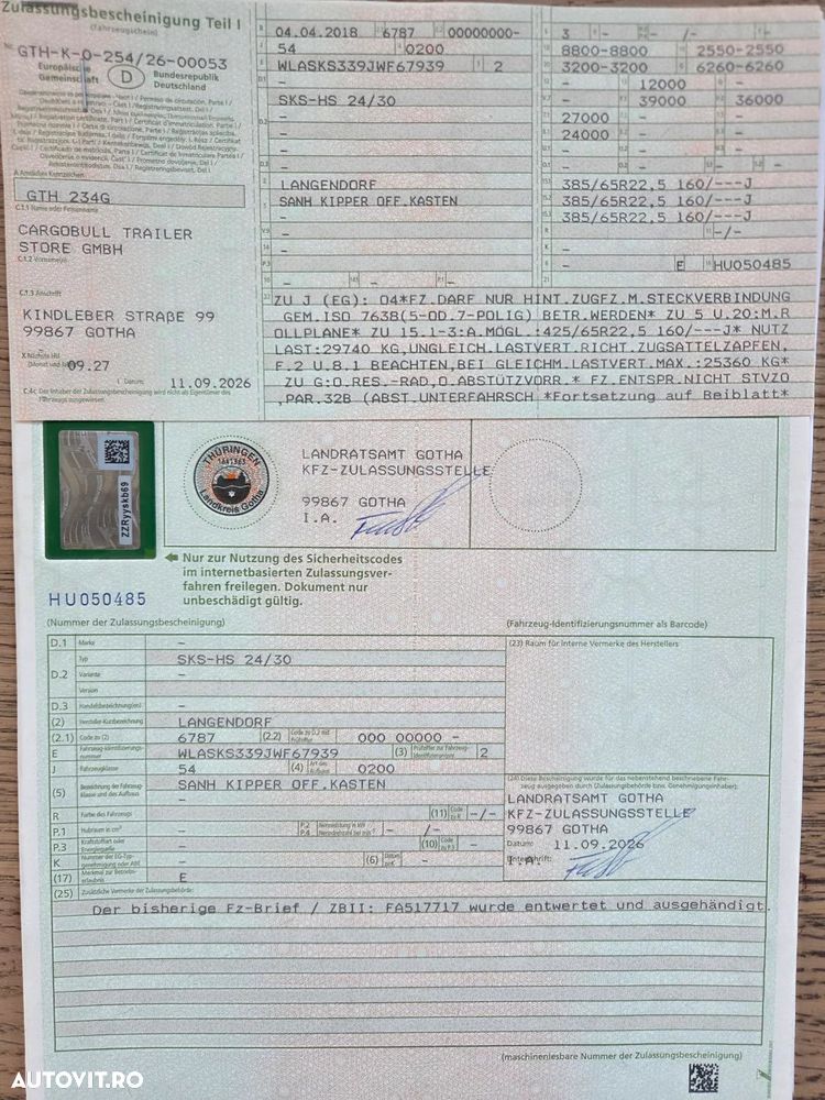 Langendorf 28mc, Masa propie 6,2tone, 2018, axe BPW, anvelope 95% ok, jante ALUMINIU, scena vizitare, picioare sprijin, AXA LIFTABILA, frane disc, prelata, cilindru Hyva, rulata DOAR IN GERMANIA, carte identitate RAR, posibil leasing-PROMOTIE 18.900 EUR+Tva - 39