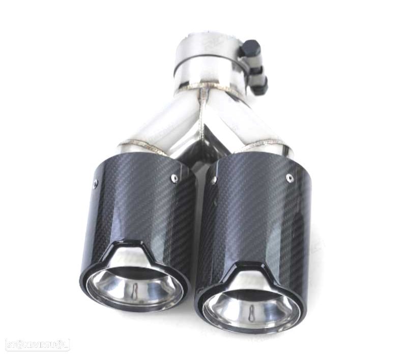 PONTEIRA DE ESCAPE ESQUERDA BMW LOOK M PERFORMANCE CROMADO CARBONO - 1