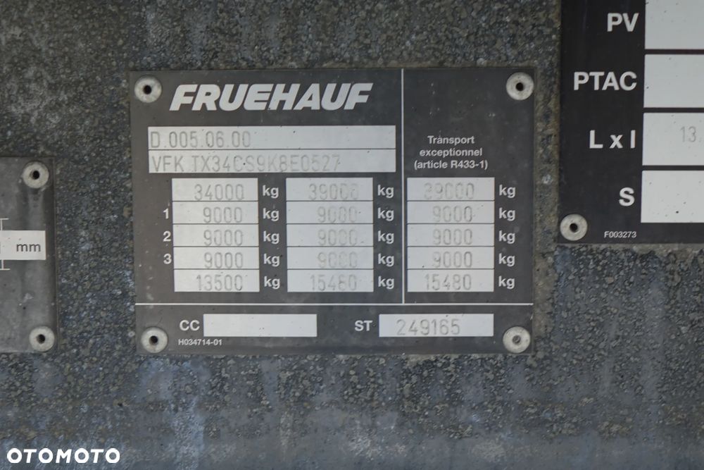 Fruehauf FIRANKA STANDARD / OSIE SAF / OCYNK / PODŁOGA SZYNA DESKA / KOSZ NA KOŁO ZAPASOWE - 29