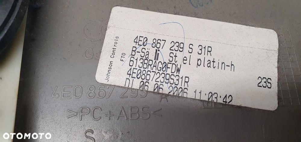 Osłona poszycie słupka lewa Audi A8 D3 4E0867239S - 5