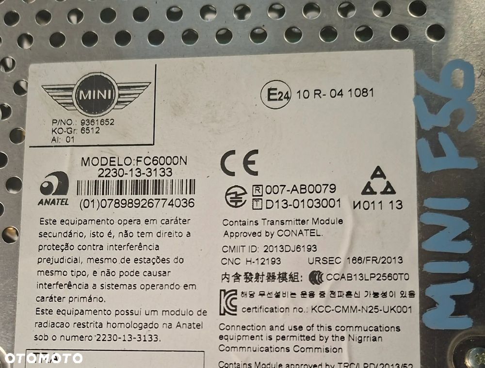 MINI COOPER ONE F56 15r RADIO WYŚWIETLACZ 9361652 - 2