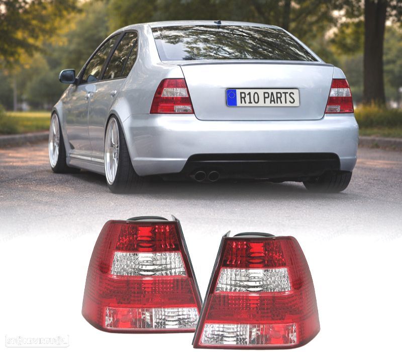 FAROLINS TRASEIROS VOLKSWAGEN VW BORA 98-05 VERMELHO BRANCO CRISTAL - 1