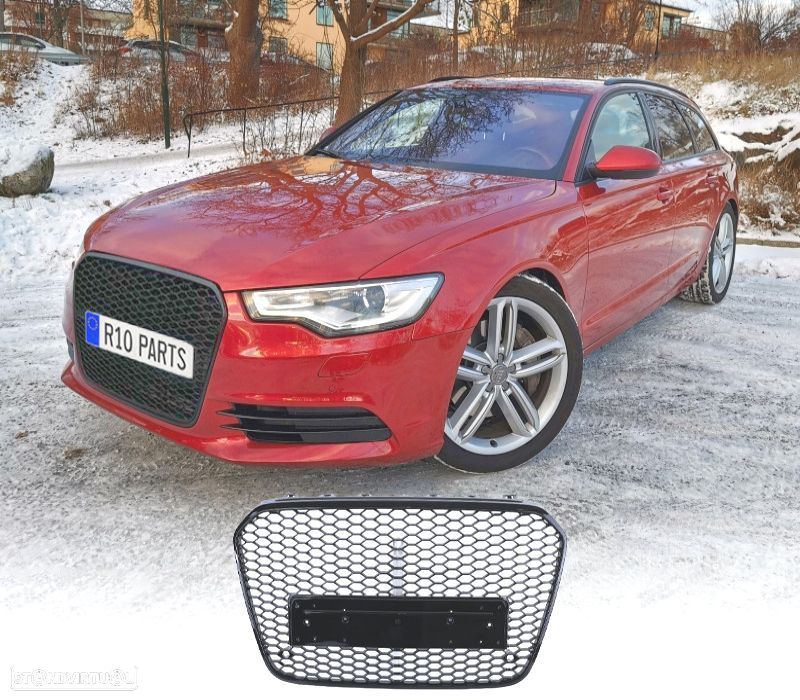 GRELHA FRONTAL AUDI A6 C7 4G 10-14 PDC LOOK RS PRETO BRILHANTE - 1