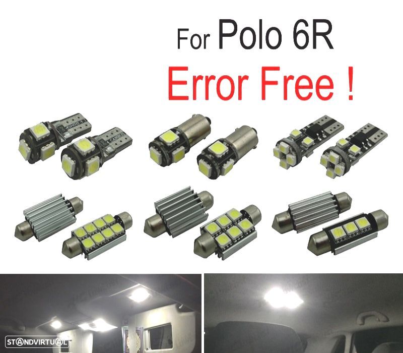 KIT COMPLETO 12 LAMPADAS LED INTERIOR PARA VOLKSWAGEN VW POLO MK5 POLO 6R 09-17 - 1