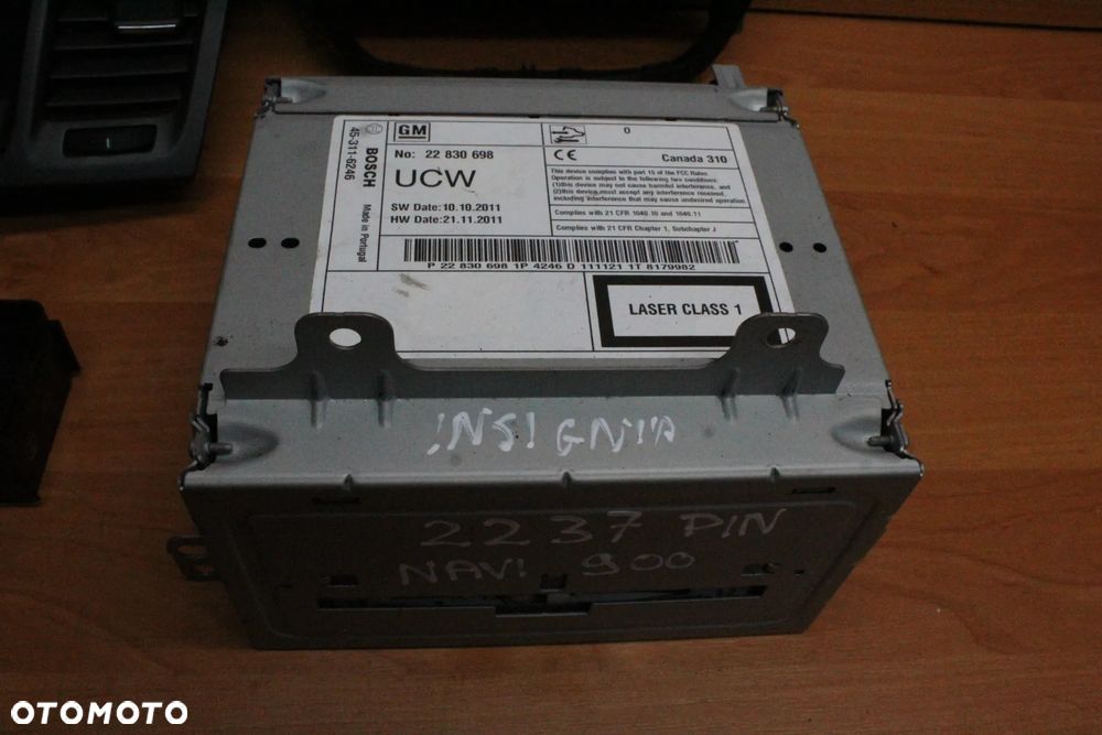 RADIO NAWIGACJA WYŚWIETLACZ KOLOROWA KOMPLET Z PINEM OPEL INSIGNIA A PRZED LIFT NAVI 900 ECO 22830698 - 5