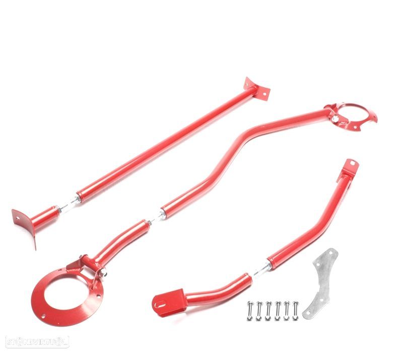 KIT BARRAS ANTI-APROXIMAÇÃO AJUSTÁVEIS VOLKSWAGEN VW POLO 86C 2F 81-94 VERMELHO - 1