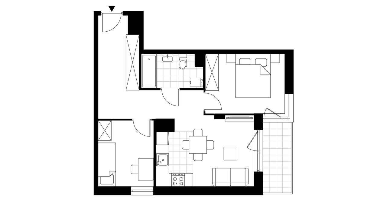 3-pokojowe mieszkanie 48m2 + balkon Bezpośrednio - Pełny obrazek: 4/7