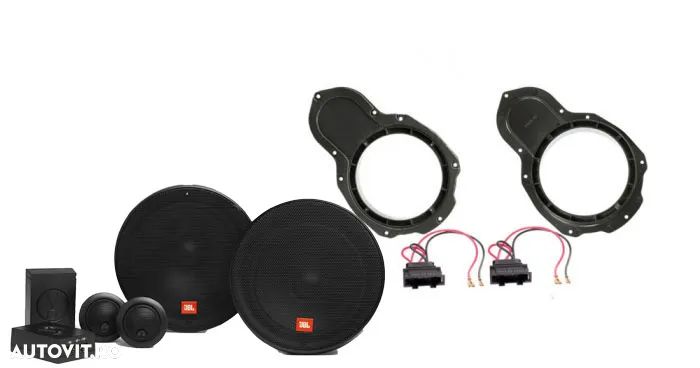 Pachet audio VW Passat B6/B7 fata, boxe, inele, mufe adaptoare JBL STAGE2 604C - 1
