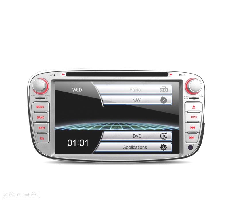 AUTO RADIO 2DIN 7" PARA FORD REDONDO COR CINZA USB GPS TACTIL HD - 1