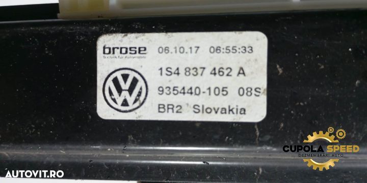 Macara geam dreapta fata 1S4837462A Skoda Citigo 1 [facelift] [2017 - - 2