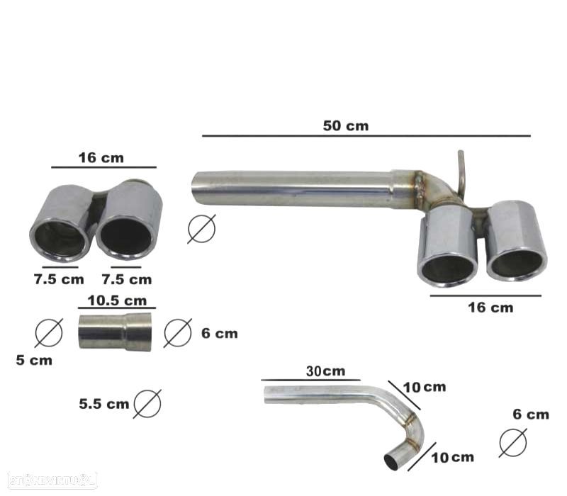 CONJUNTO PONTEIRAS DE ESCAPE DUPLA BMW F30 F31 LOOK M3 - 9