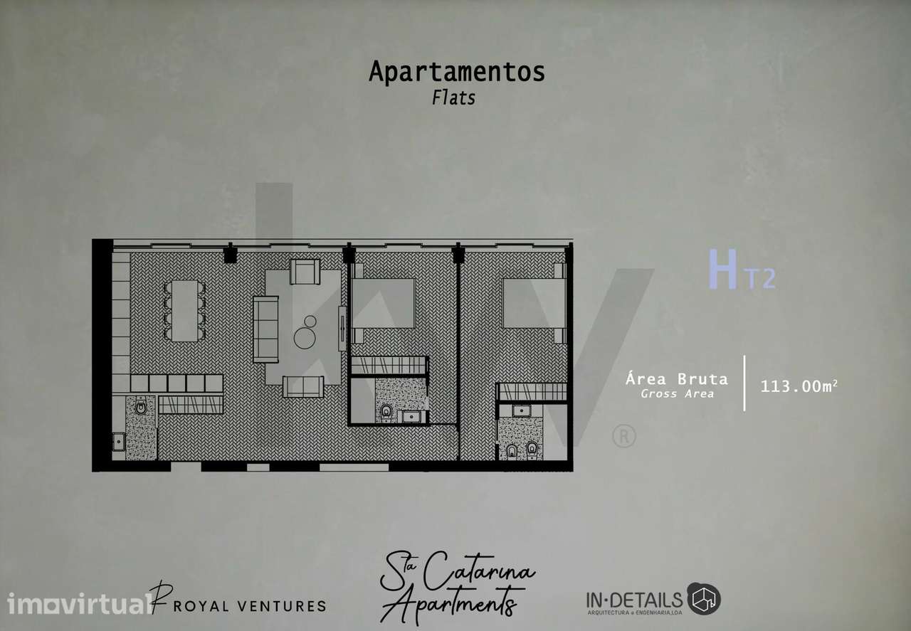 Apartamento T2 com 113 m2 em empreendimento novo na Rua de Santa Catar - Grande imagem: 4/12