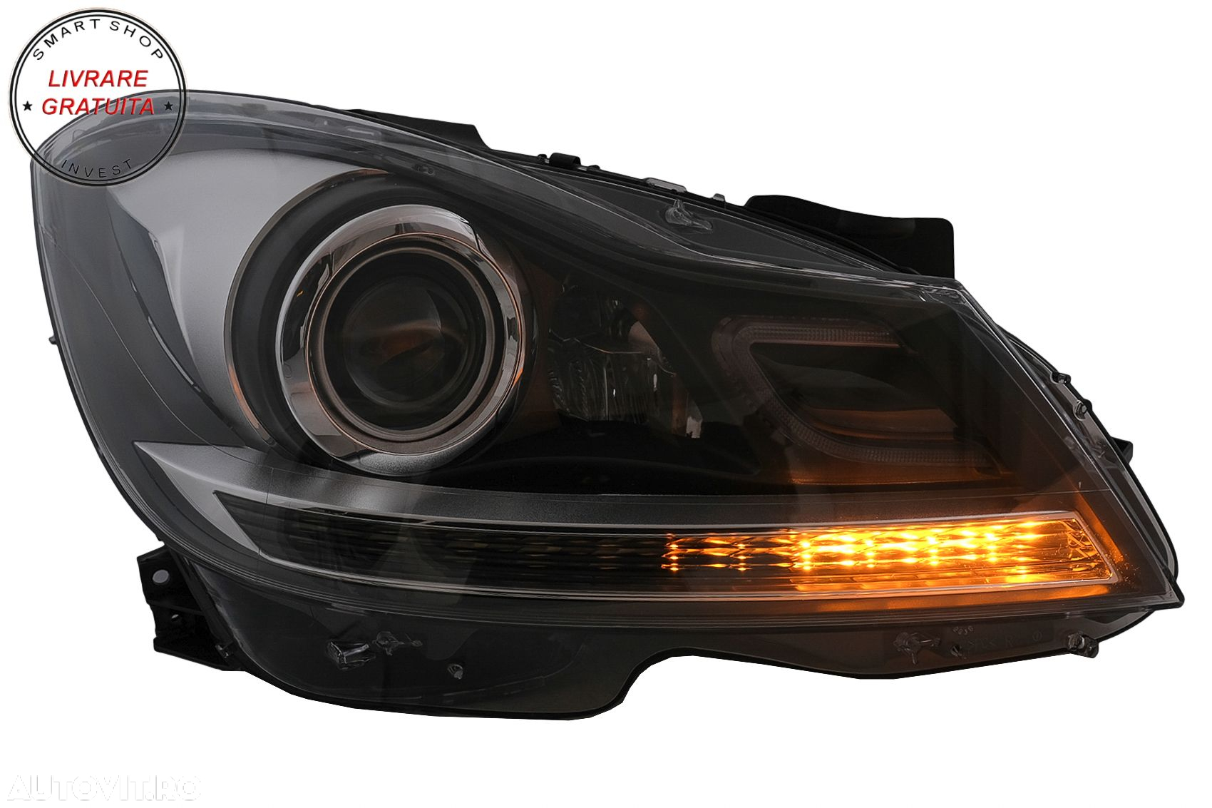 Faruri LED DRL Mercedes C-Class W204 S204 Facelift (2011-2014) Negru Semnal Dinami- livrare gratuita - 15