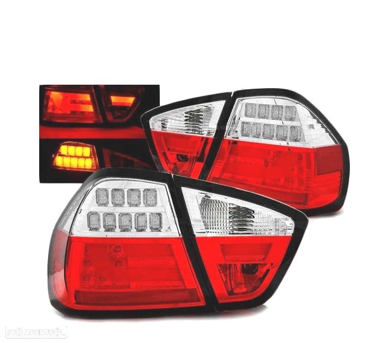 FAROLINS TRASEIROS LED PARA BMW E90 SEDAN 05-08 VERMELHO CRISTAL - 1