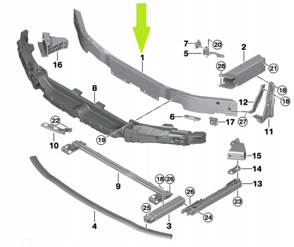BELKA WZMOCNIENIE ZDERZAKA PRZÓD PAS BMW 1 F40 51117459883 ORYGINAŁ - 2