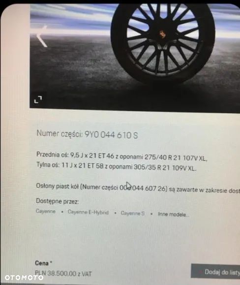 Alufelgi 21" Porsche E-Hybryd plus opony - 17