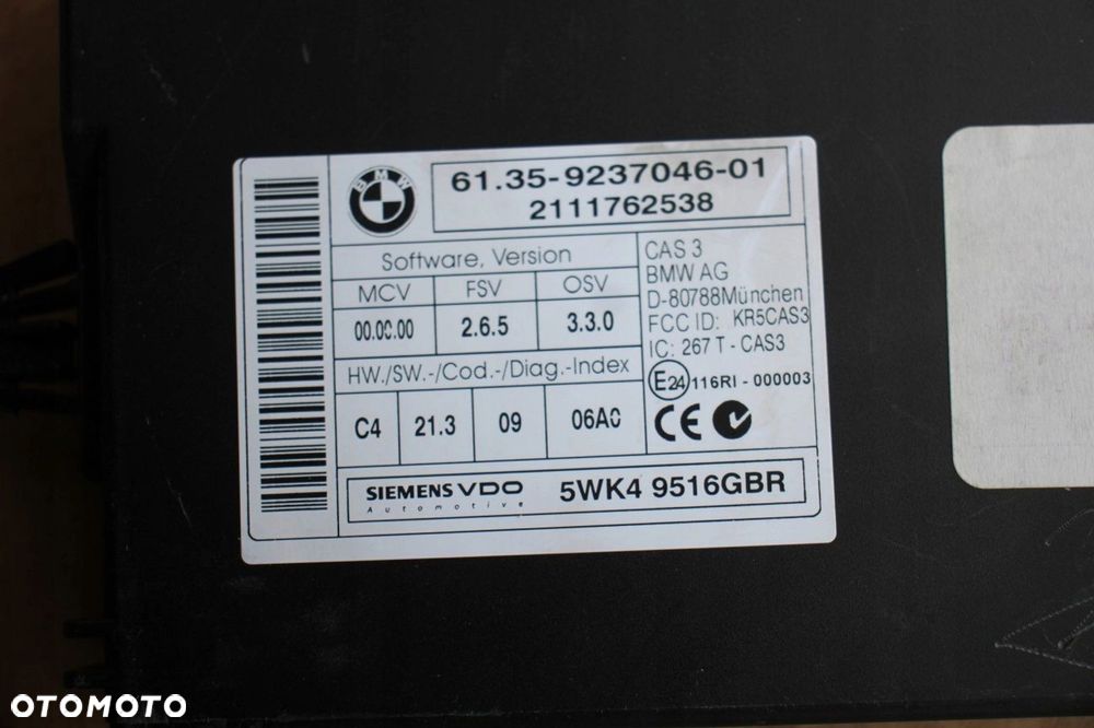 Zestaw startowy komputer sterownik CAS BMW n57 4.0D 306KM DIESEL 8512411 - 5