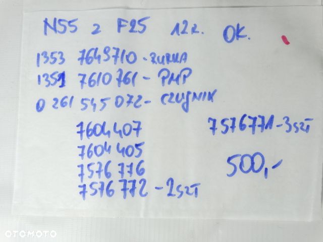 BMW X3 F25 N55 Układ Paliwowy Zestaw Rurka Czujnik Pompa Przewód BMW X5 E70N X6 E71 1 E82 E88 X1 E84 3 E90 7 F01 F02 6 F06 5 F07 F10 F11 6 F12 F13 X5 F15 X6 F16 X3 F25 X4 F26 3 F30 F31 4 F32 F33 3 F34 M2 F87 135i 335i 335xi 740i 740Li 740Lix 640i 640iX 535i 535iX 640i 640iX 235i 235iX 435i 535iX 13537649710 7649710 13517610761 7610761 0261545072 13647604407 7604407 13647604405 7604405 13537576776 7576776 13537576772 7576772 13537576771 7576771 - 8