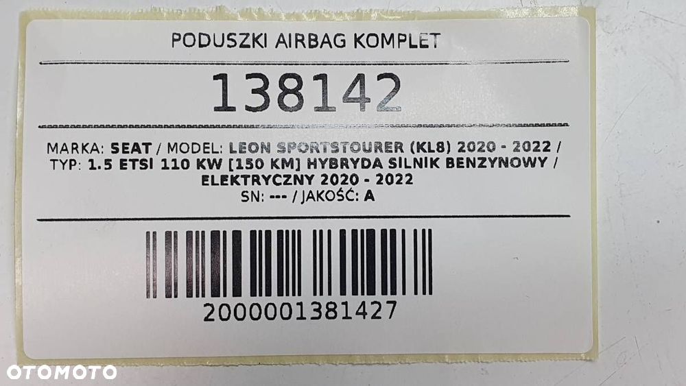 PODUSZKI AIRBAG KOMPLET WYSTRZELONE USZKODZONE SEAT LEON IV DO REGENERACJI - 6