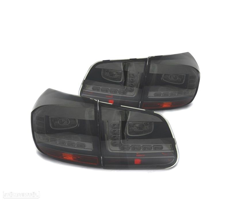 FAROLINS TRASEIROS PARA VOLKSWAGEN VW TIGUAN 11-16 LIGHT BAR FONDO CROMADO FUMADO - 1