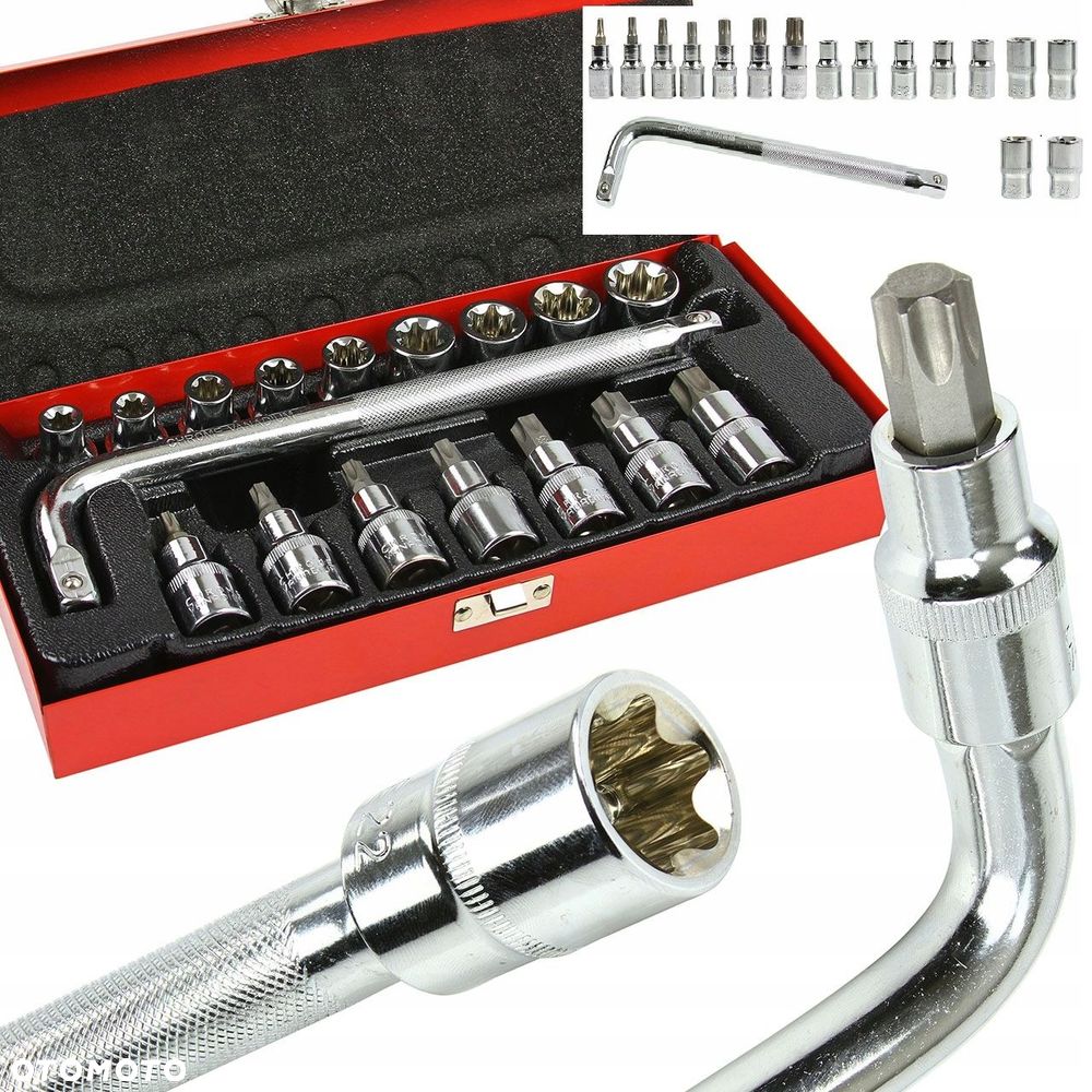 KLUCZE NASADOWE zestaw TORX 1/2 E10 - E24 17szt - 1