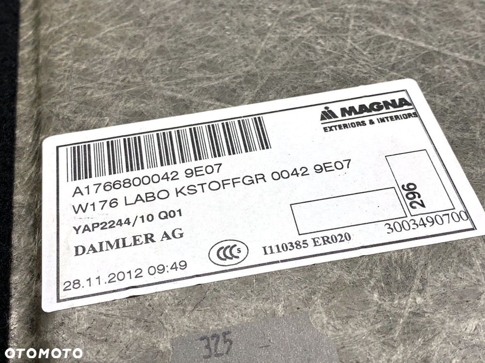 WYKŁADZINA BAGAŻNIKA  MERCEDES-BENZ KLASA A (W176) 2012 - 2018 A 180 (176.042) 90 kW [122 KM] - 4