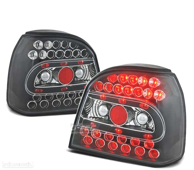 FAROLINS TRASEIROS LED VOLKSWAGEN VW GOLF 3 MKIII 91-97 PRETO - 1