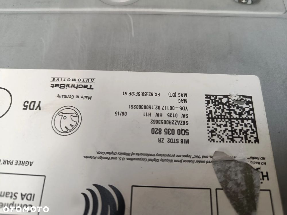 Radio Skoda Fabia 3 III Wyświetlacz Jednostka Czytnik 5Q0035820 6V0919604 - 12