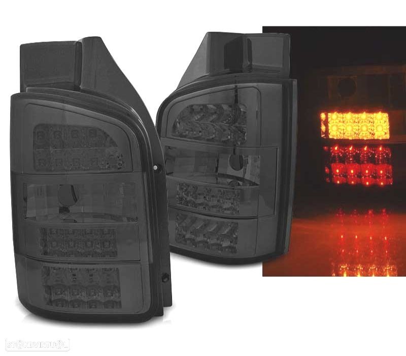 FAROLINS TRASEIROS LED VOLKSWAGEN VW T5 2P 03-09 LOOK TUNING FUNDO PRETO ESCURECIDOS - 5