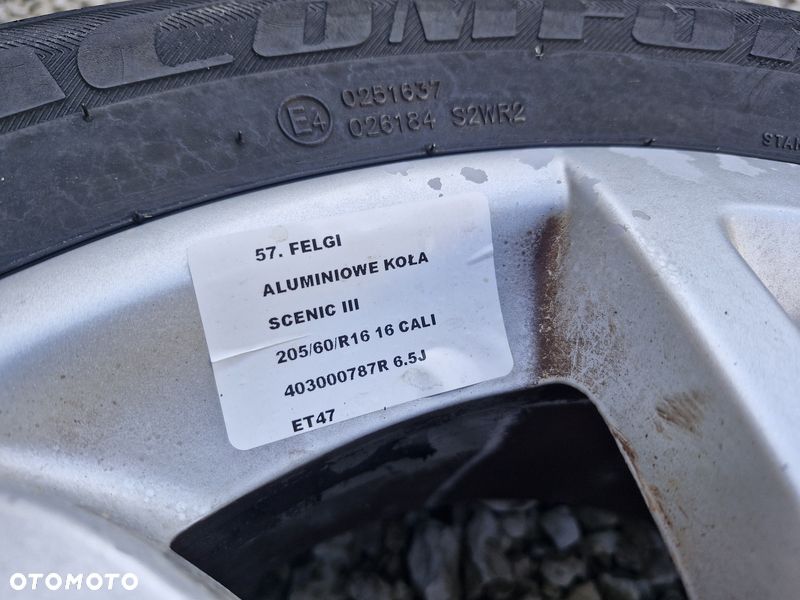 RENAULT SCENIC III FELGI ALUMINIOWE 6.5J 16 CALI ET47 403000787R 5X114,3 - 12
