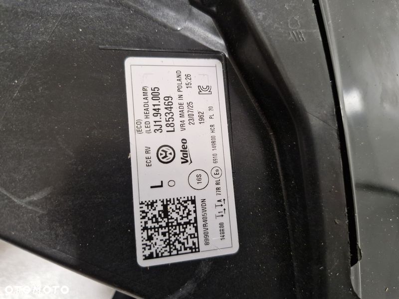VOLKSWAGEN PASSAT B9 LAMPA LEWY PRZÓD LEWA PRZEDNIA REFLEKTOR LED EU 3J1941005 - 8