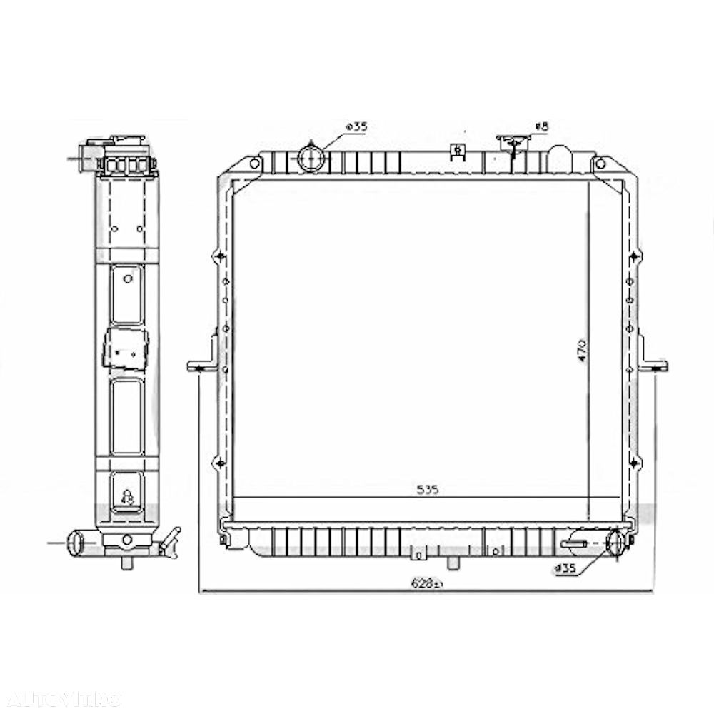 Radiator racire Kia K-Serie (K2500), 2001-2005, Motorizare 2, 5 D 69kw Diesel, cutie Manuala, dimensiune 528x470x48mm, Cu lipire fagure prin brazare, - 1